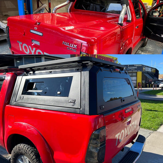 N80 Toyota Hilux J Deck 2015-Current Aluminium Tub Canopy 4 Sided Windows Toughened Glass