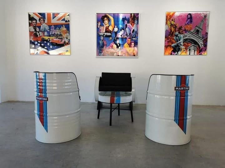 Oil Drum Furniture Custom 5pc Set. 4 Chairs 1 Table.