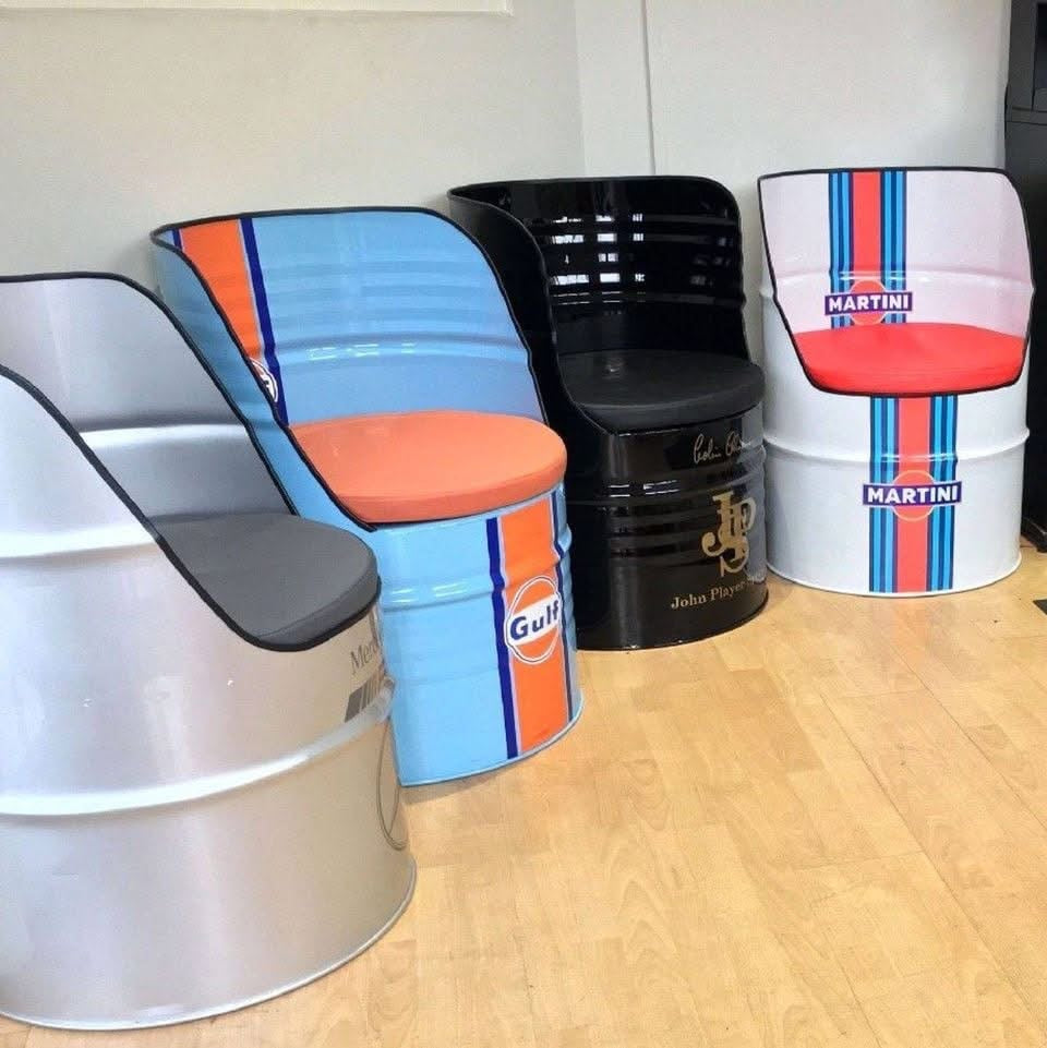 Oil Drum Furniture Custom 5pc Set. 4 Chairs 1 Table.
