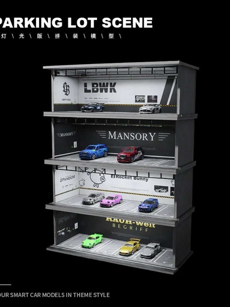 JDM 1:64 DISPLAY GARAGE CASE FOR CAR MODELS WITH LED LIGHT