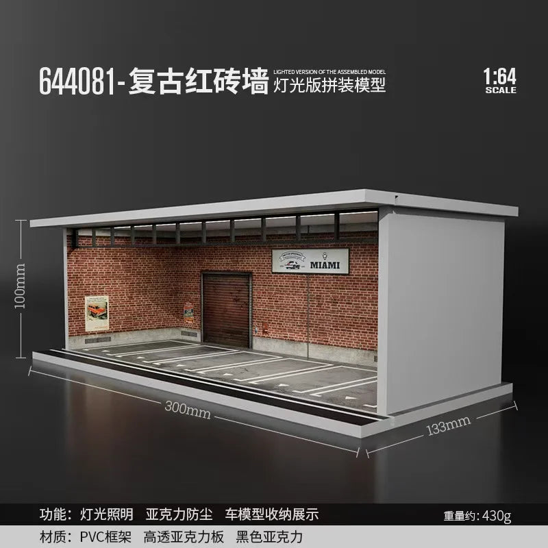 JDM 1:64 DISPLAY GARAGE CASE FOR CAR MODELS WITH LED LIGHT