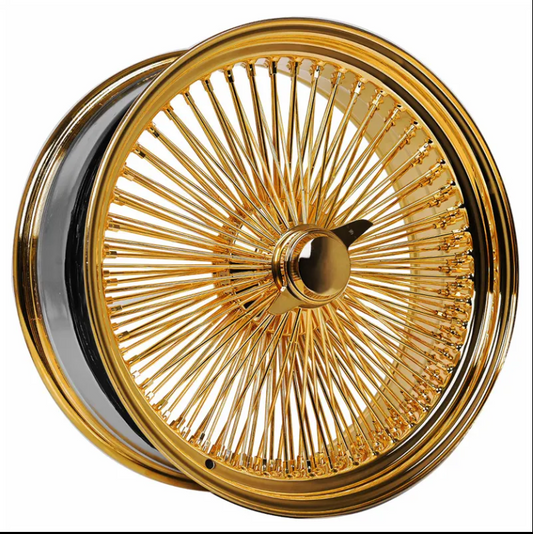 Gold Polished Wire Spoke Wheel Classic Old School Highest Quality FROM USA