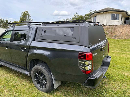 GRG Aluminium Canopy For Mitsubishi Triton, MQ, MR, 2015-23 Dual Cab 4 Sided Windows Toughened Glass